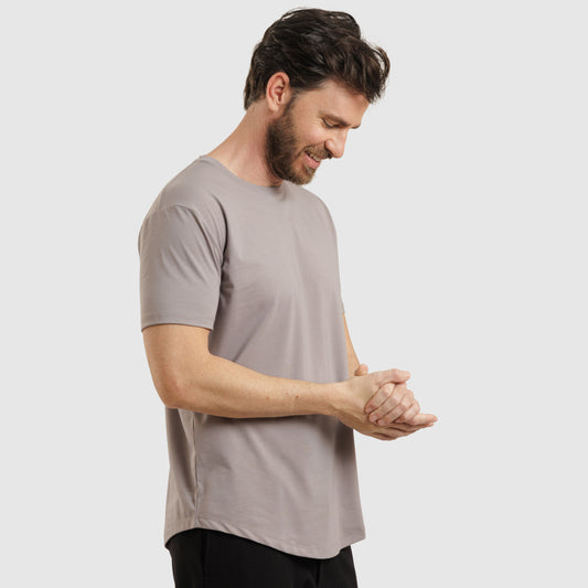 Crew Neck Curve Hem Grey /77035