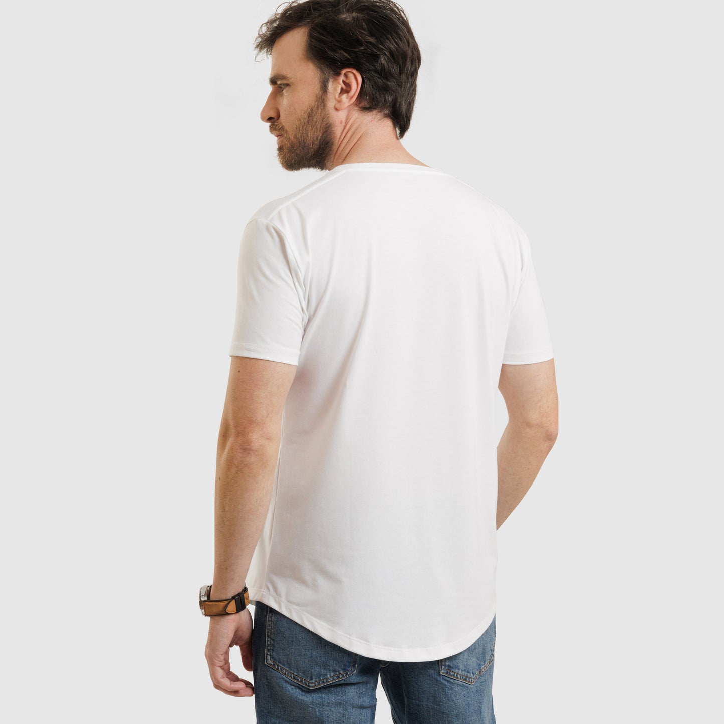 Crew Neck Curve Hem White/77035
