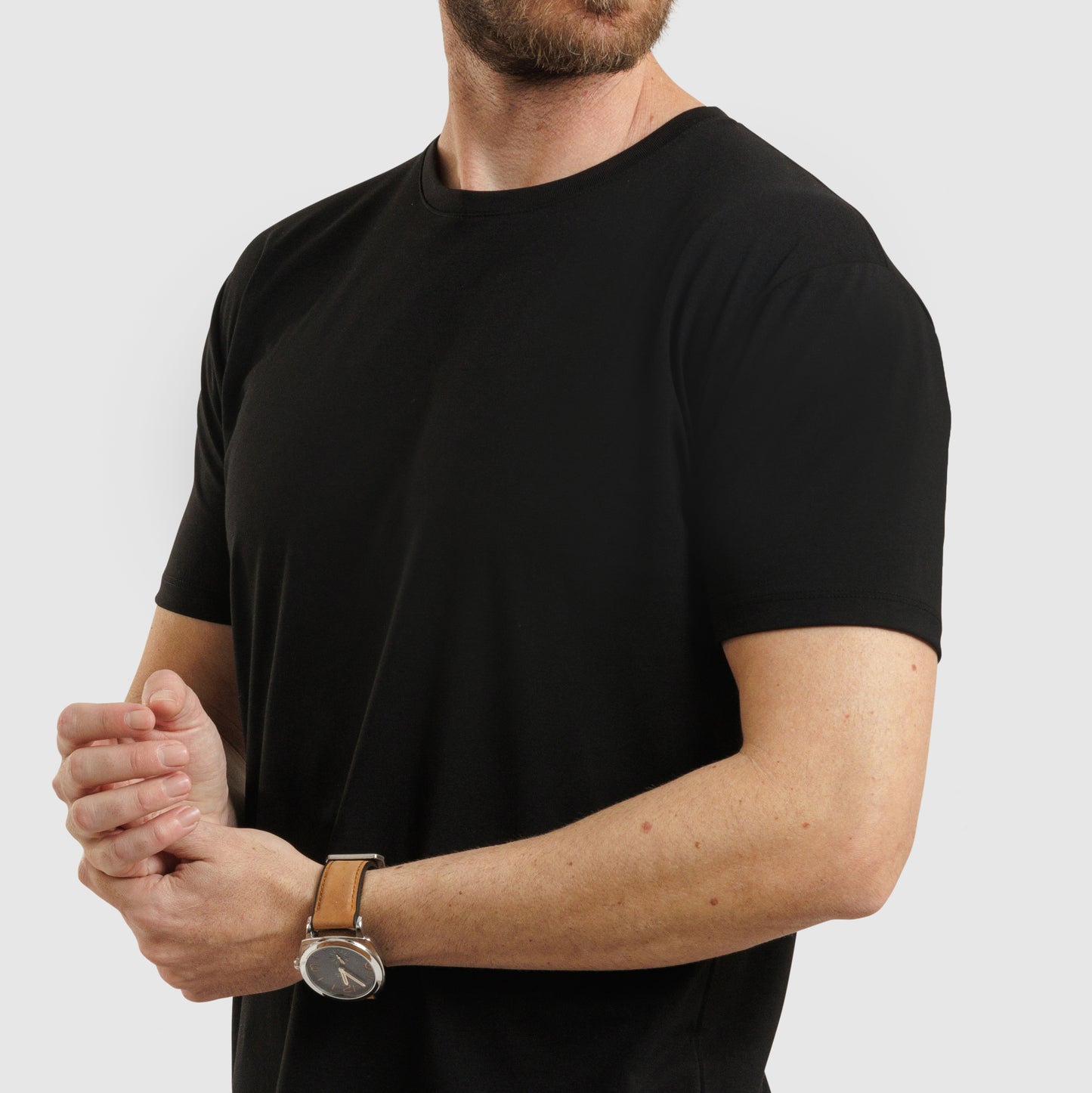 Crew Neck Curve Hem Black /77035