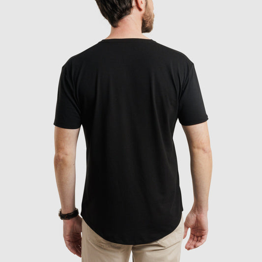 Crew Neck Curve Hem Black /77035