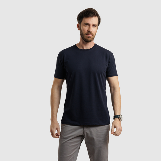 Crew Neck Straight Hem Navy /77025