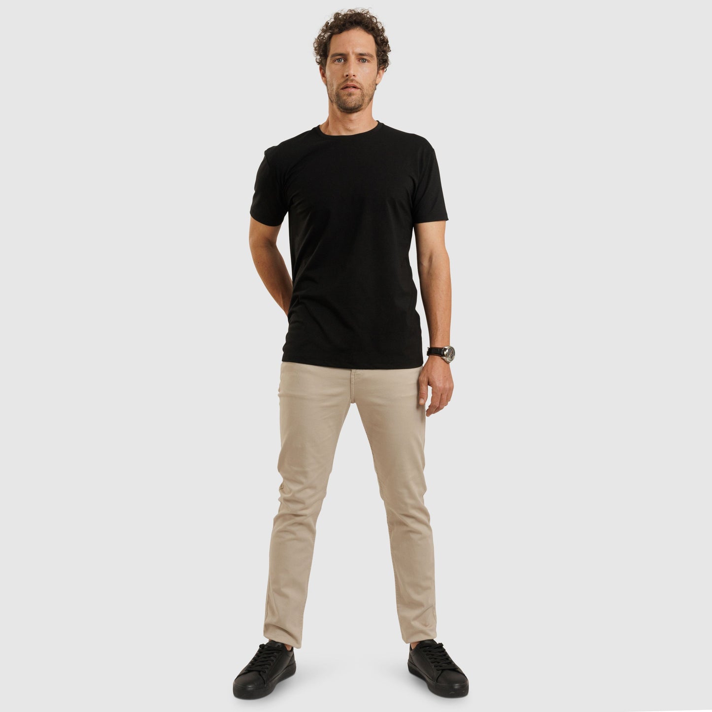 Crew Neck Straight Hem Black /77025