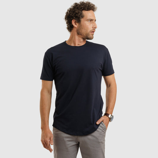 Crew Neck Curve Hem Navy /77035