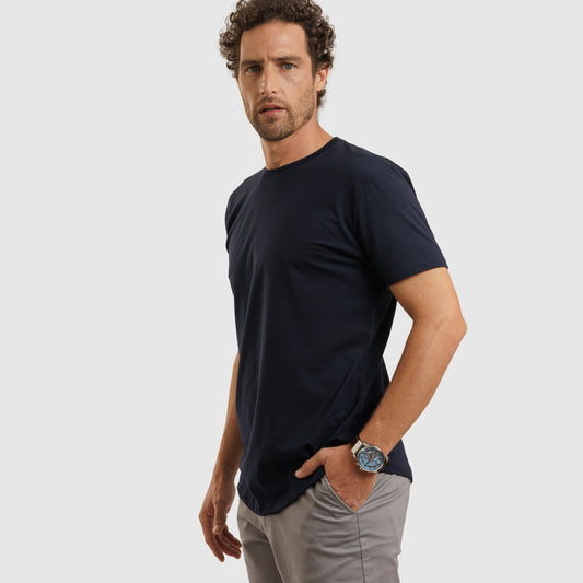 Crew Neck Curve Hem Navy /77035